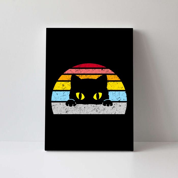 Black Cat Peaking Vintage Canvas