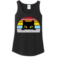 Black Cat Peaking Vintage Ladies Essential Tank