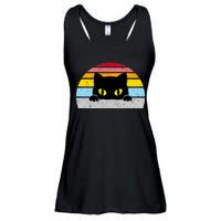 Black Cat Peaking Vintage Ladies Essential Flowy Tank