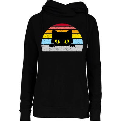 Black Cat Peaking Vintage Womens Funnel Neck Pullover Hood