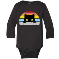 Black Cat Peaking Vintage Baby Long Sleeve Bodysuit