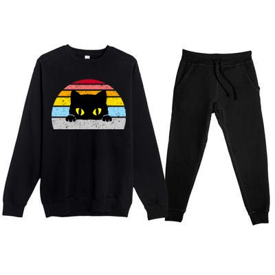 Black Cat Peaking Vintage Premium Crewneck Sweatsuit Set