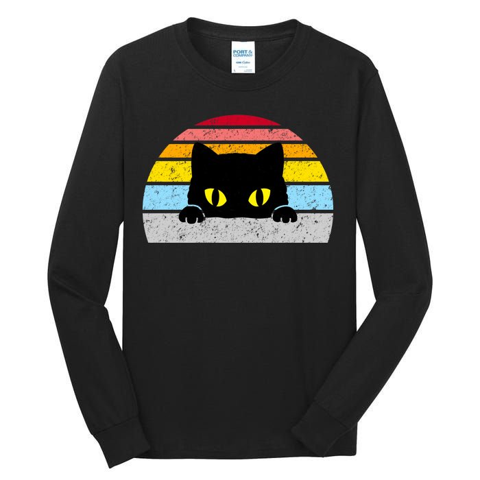 Black Cat Peaking Vintage Tall Long Sleeve T-Shirt