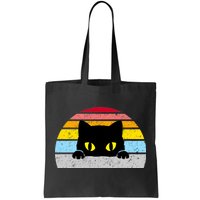 Black Cat Peaking Vintage Tote Bag