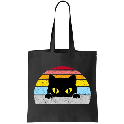 Black Cat Peaking Vintage Tote Bag