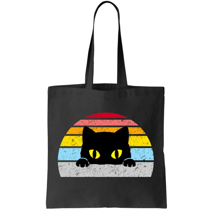 Black Cat Peaking Vintage Tote Bag