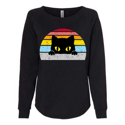 Black Cat Peaking Vintage Womens California Wash Sweatshirt