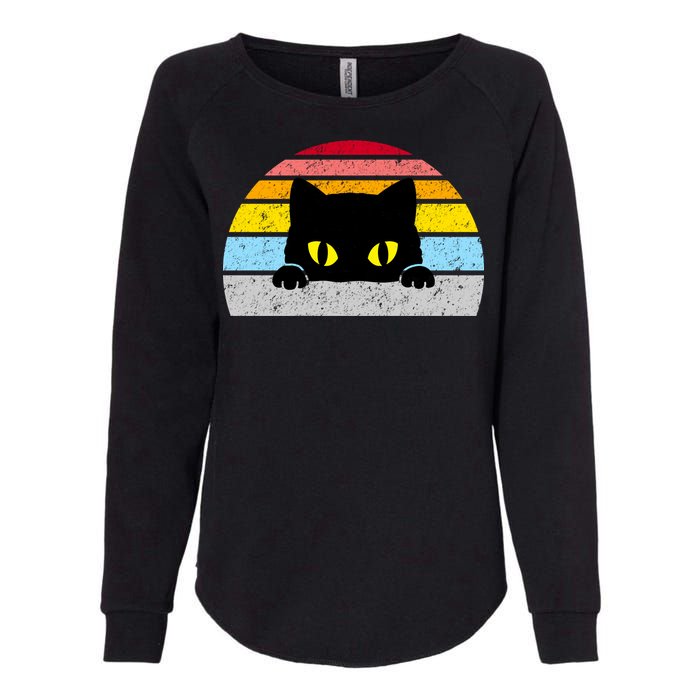 Black Cat Peaking Vintage Womens California Wash Sweatshirt