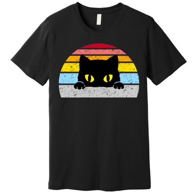 Black Cat Peaking Vintage Premium T-Shirt