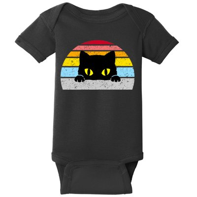 Black Cat Peaking Vintage Baby Bodysuit