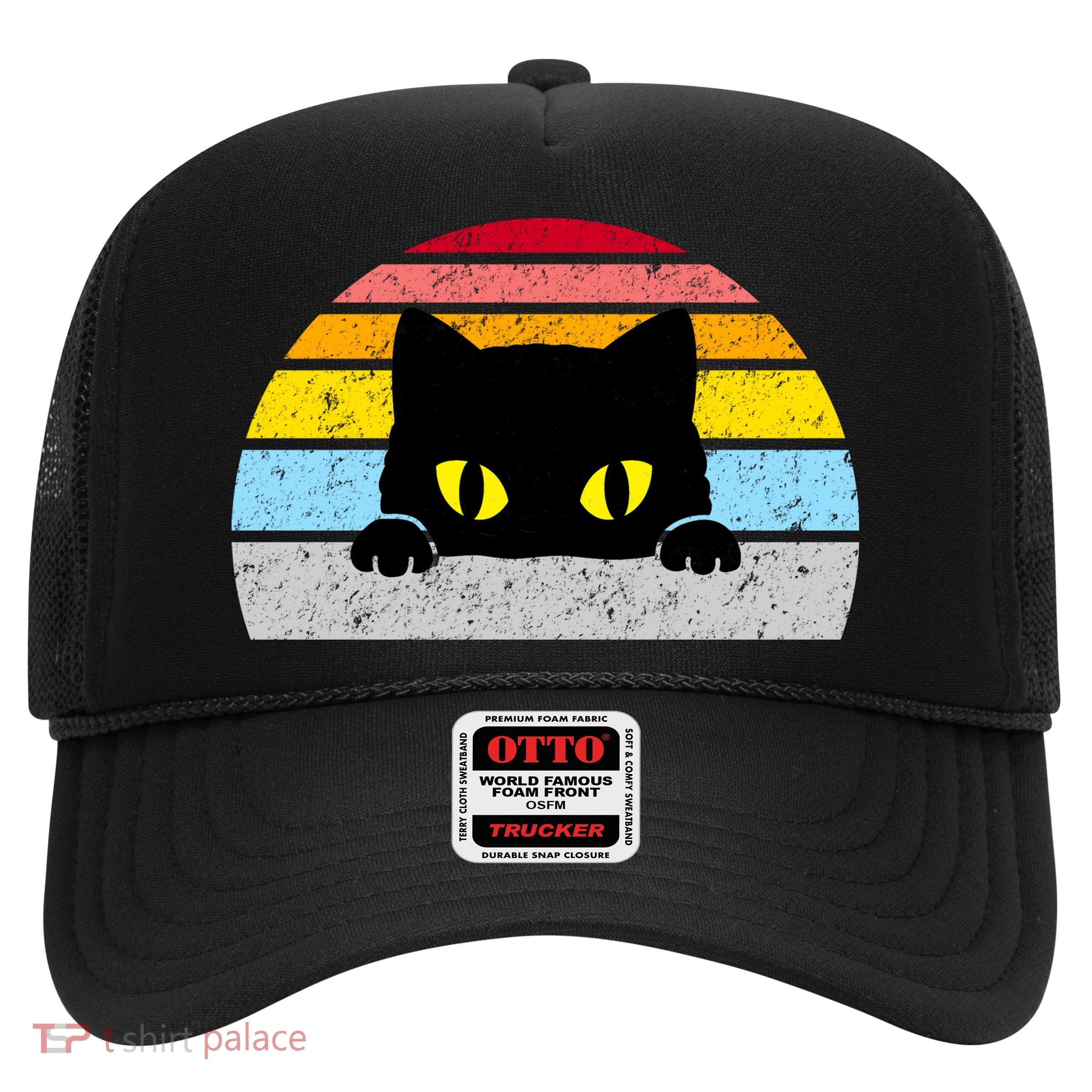 Black Cat Peaking Vintage Trucker Hat