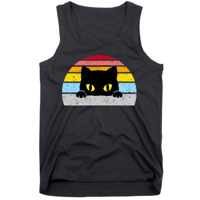 Black Cat Peaking Vintage Tank Top