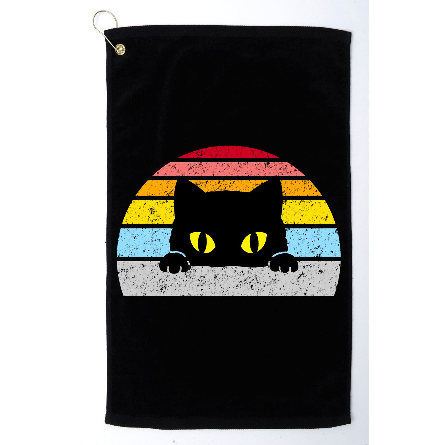 Black Cat Peaking Vintage Golf Towel