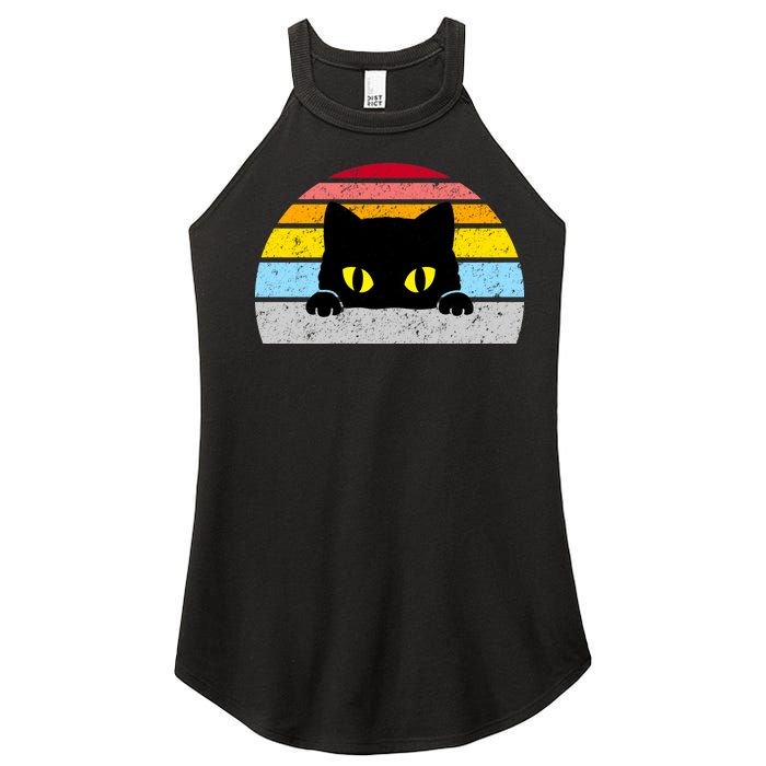 Black Cat Peaking Vintage Women's Perfect Tri Rocker Tank