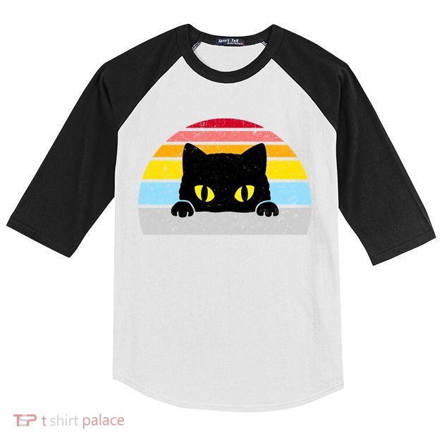 Black Cat Peaking Vintage Kids Colorblock Raglan Jersey