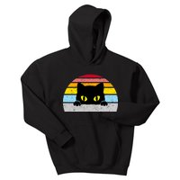 Black Cat Peaking Vintage Kids Hoodie