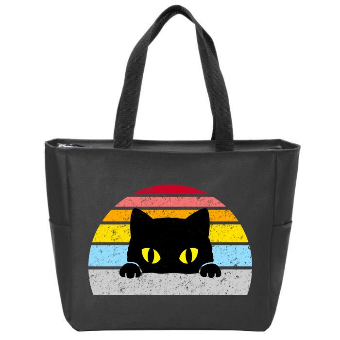 Black Cat Peaking Vintage Zip Tote Bag