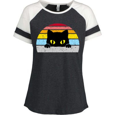 Black Cat Peaking Vintage Enza Ladies Jersey Colorblock Tee