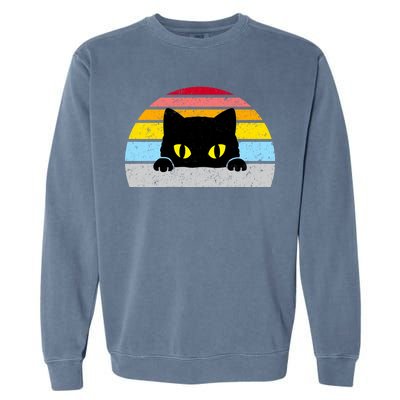 Black Cat Peaking Vintage Garment-Dyed Sweatshirt