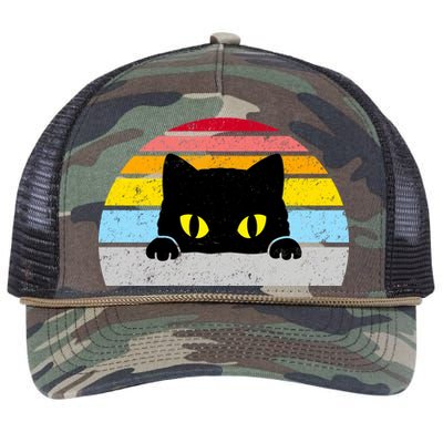 Black Cat Peaking Vintage Retro Rope Trucker Hat Cap