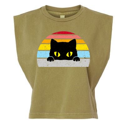 Black Cat Peaking Vintage Garment-Dyed Women's Muscle Tee