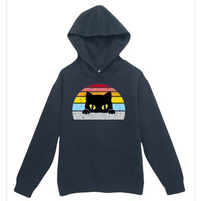 Black Cat Peaking Vintage Urban Pullover Hoodie