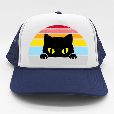 Black Cat Peaking Vintage Trucker Hat