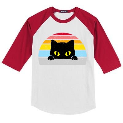 Black Cat Peaking Vintage Kids Colorblock Raglan Jersey