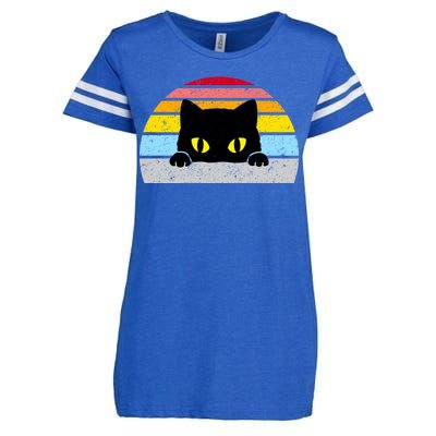 Black Cat Peaking Vintage Enza Ladies Jersey Football T-Shirt