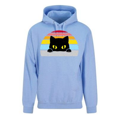 Black Cat Peaking Vintage Unisex Surf Hoodie