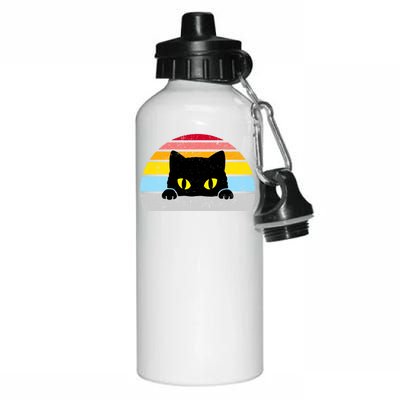 Black Cat Peaking Vintage Aluminum Water Bottle