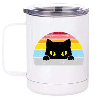 Black Cat Peaking Vintage 12 oz Stainless Steel Tumbler Cup