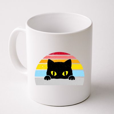 Black Cat Peaking Vintage Coffee Mug