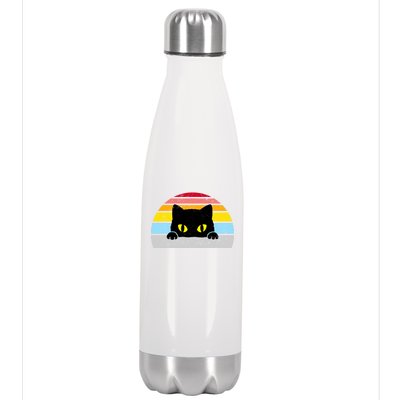 Black Cat Peaking Vintage Stainless Steel Insulated Water Bottle