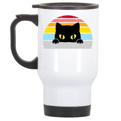 Black Cat Peaking Vintage Stainless Steel Travel Mug