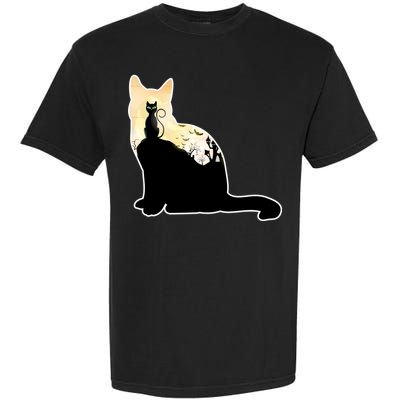 Black Cat Spooky Town Garment-Dyed Heavyweight T-Shirt