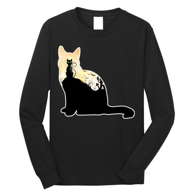 Black Cat Spooky Town Long Sleeve Shirt