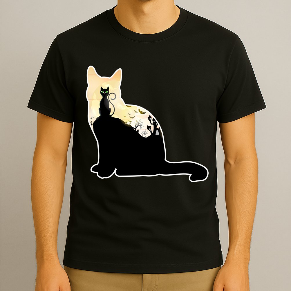 Black Cat Spooky Town T-Shirt
