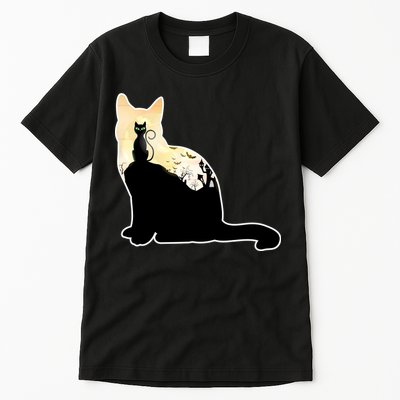 Black Cat Spooky Town Tall T-Shirt