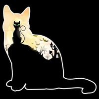 Black Cat Spooky Town Tall T-Shirt