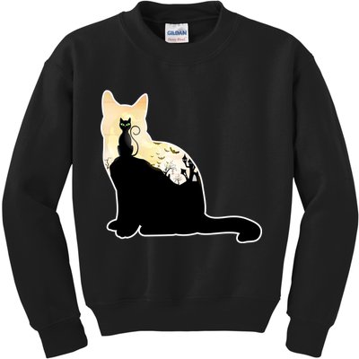 Black Cat Spooky Town Kids Sweatshirt