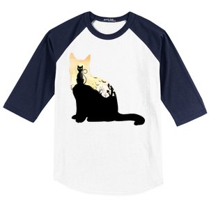 Black Cat Spooky Town Baseball Sleeve Shirt