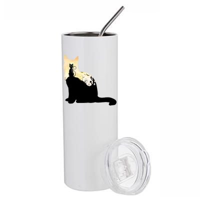 Black Cat Spooky Town Stainless Steel Tumbler