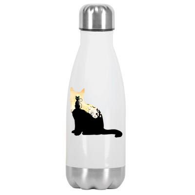 Black Cat Spooky Town Stainless Steel Insulated Water Bottle