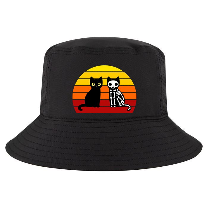 Black Cat Sunset Skeleton Cool Comfort Performance Bucket Hat