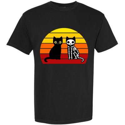 Black Cat Sunset Skeleton Garment-Dyed Heavyweight T-Shirt