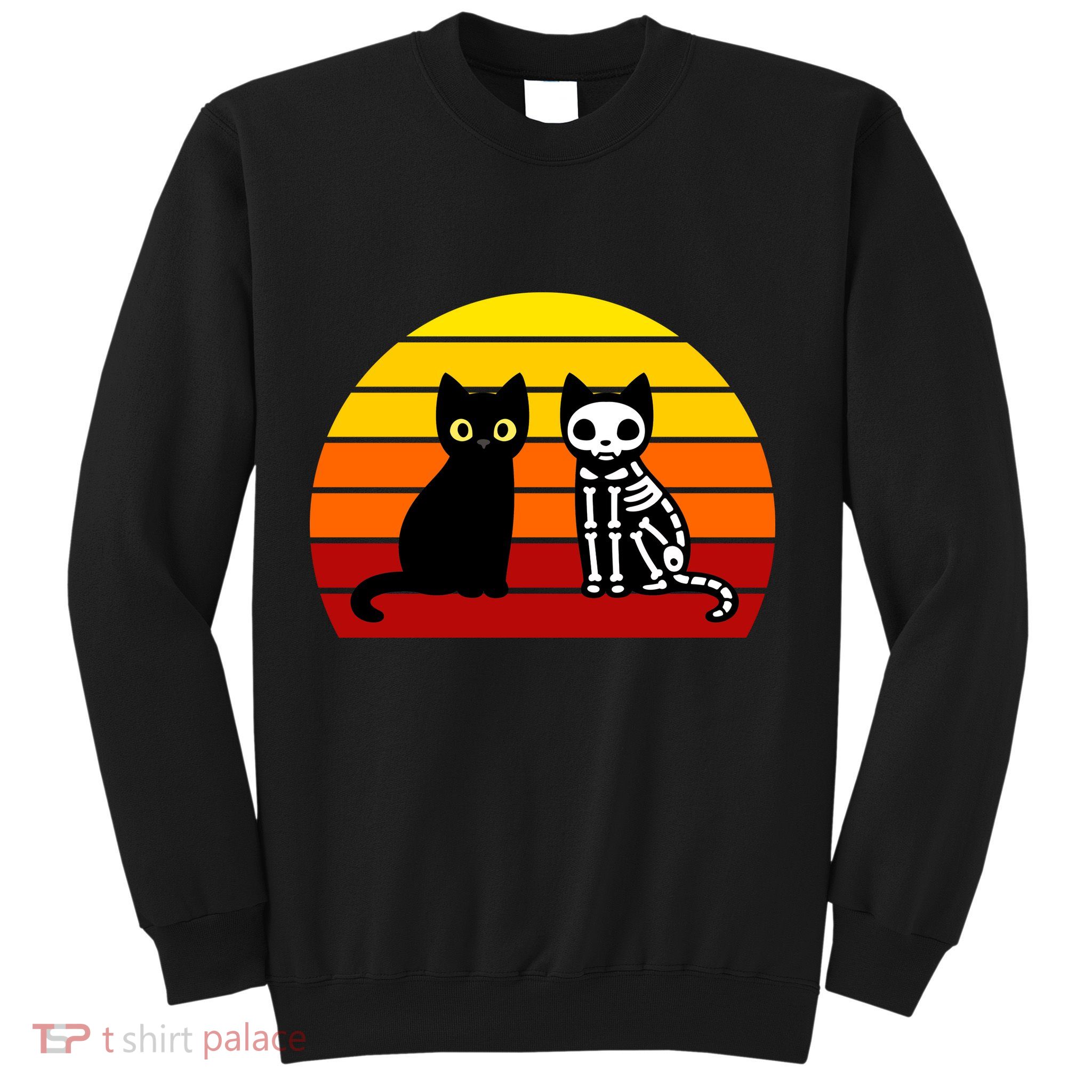 Black Cat Sunset Skeleton Sweatshirt