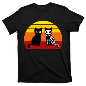 Black Cat Sunset Skeleton T-Shirt