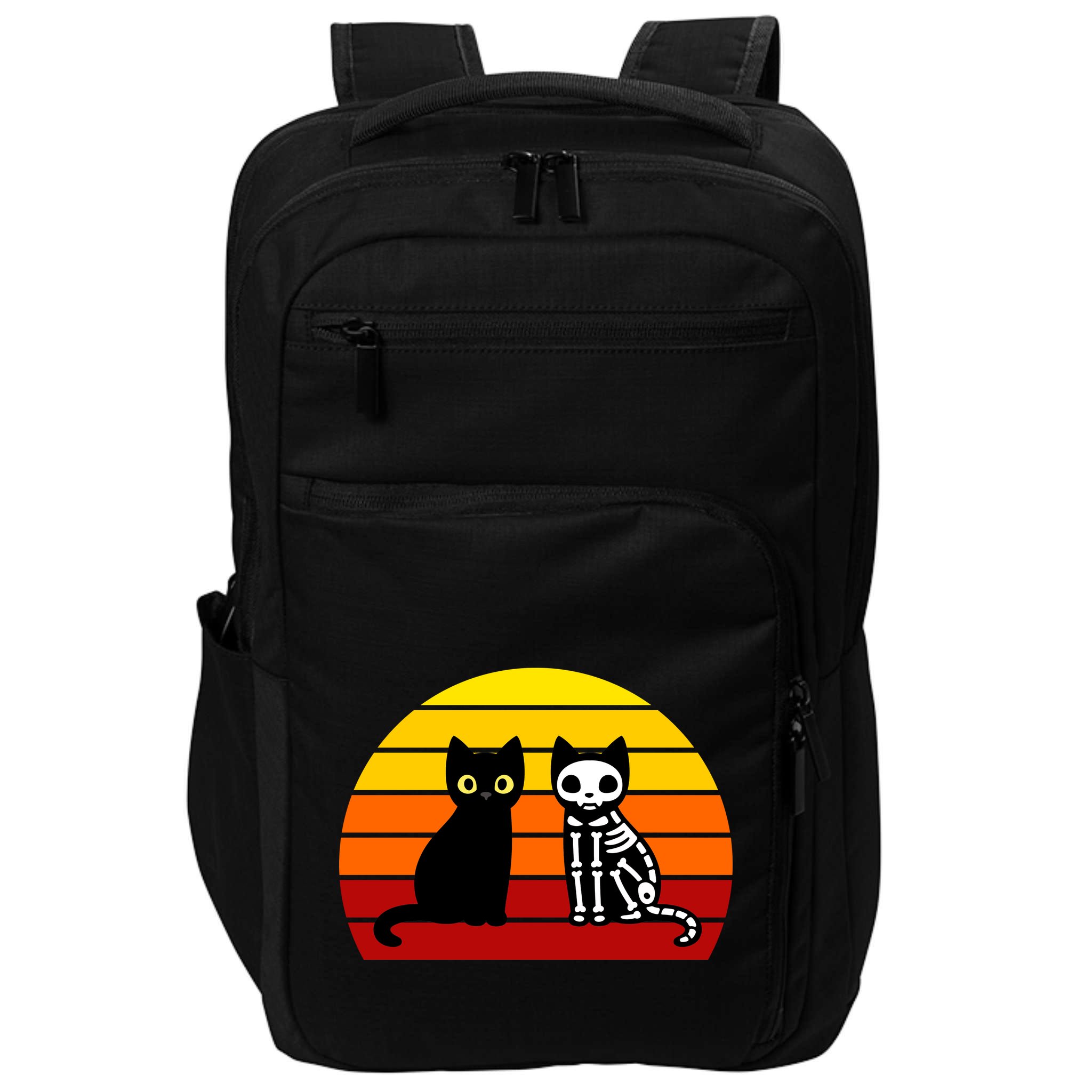 Black Cat Sunset Skeleton Impact Tech Backpack
