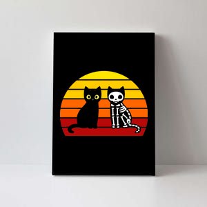 Black Cat Sunset Skeleton Canvas